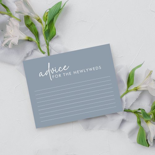 Dusty Blue Minimalist Bridal Shower Advice Card