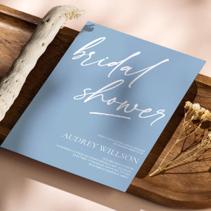 Dusty Blue Minimalist Bridal Shower Invitation