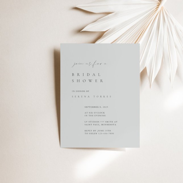 Dusty Blue Minimalist Bridal Shower Invitation (Creator Uploaded)