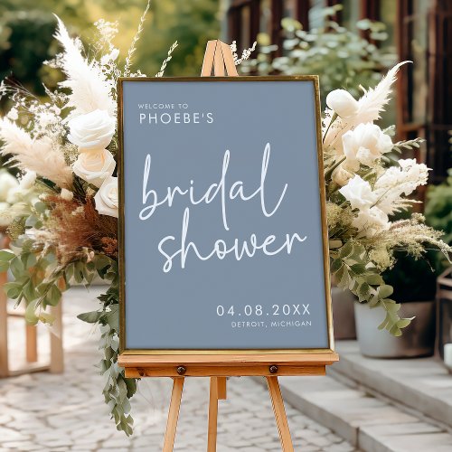 Dusty Blue Minimalist Bridal Shower Welcome Poster