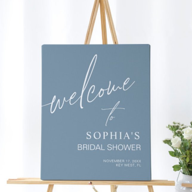 Dusty Blue Minimalist Bridal Shower Welcome Sign (Creator Uploaded)