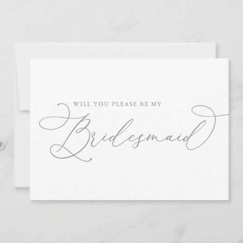 Dusty Blue Minimalist Bridesmaid Proposal Card