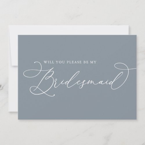 Dusty Blue Minimalist Bridesmaid Proposal Card