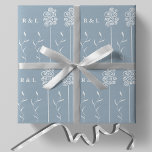 Dusty Blue Minimalist Curly Floral Wrapping Paper<br><div class="desc">Wrapping paper designed to make your gifting personalized and elegant. This sweet floral artwork is great for all occasions and allows for easy customization of initials. Love and keep the background color as is or choose "edit using design tool" and change it to suit. Be sure to check out the...</div>