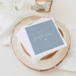 Dusty blue minimalist elegant calligraphy bridal napkins