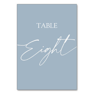 Dusty blue minimalist elegant table eight number