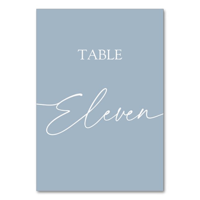 Dusty blue minimalist elegant table eleven number (Front)
