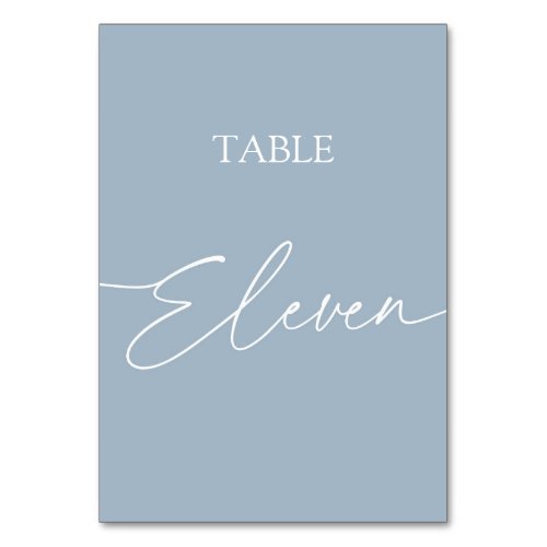 Dusty blue minimalist elegant table eleven table number