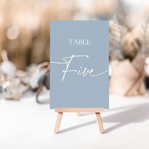 Dusty blue minimalist elegant table five number