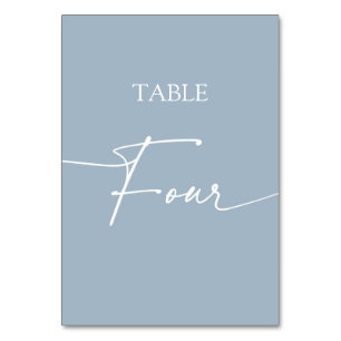 Dusty blue minimalist elegant table four number