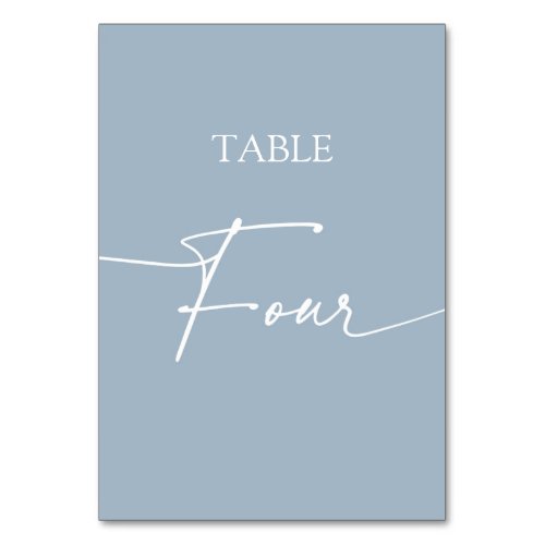 Dusty blue minimalist elegant table four table number