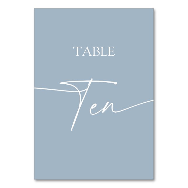 Dusty blue minimalist elegant table ten number (Front)