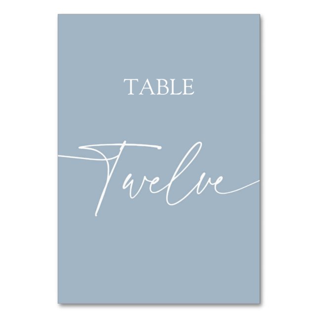 Dusty blue minimalist elegant table twelve number (Front)