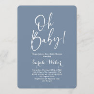 Dusty Blue minimalist modern baby shower boy Invitation