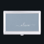 Dusty Blue Minimalist Modern Monogram Elegant Business Card Case<br><div class="desc">Introducing our Dusty Blue Minimalist Modern Monogram Elegant Collection: Elevate your style with understated sophistication and timeless charm. Our collection features minimalist designs in a soothing dusty blue hue, enhanced with elegant monograms tailored to your personal taste. From refined stationery to versatile accessories, each piece in our collection is meticulously...</div>