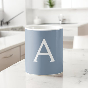 Dusty Blue Minimalist Modern Monogram Elegant Coffee Mug