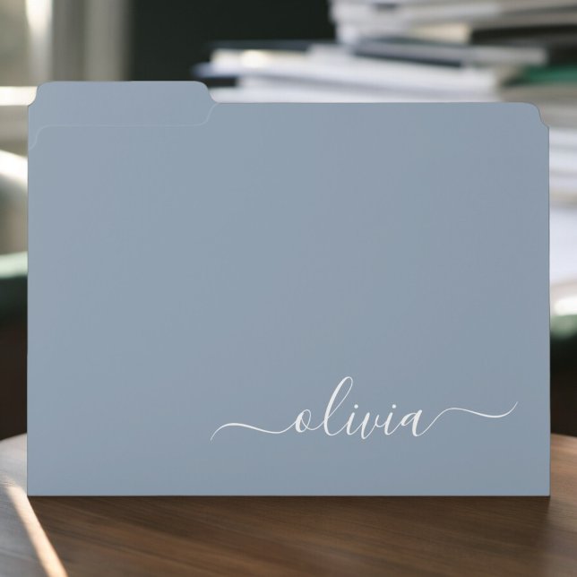 Dusty Blue Minimalist Modern Monogram Elegant File Folder (Creator Uploaded)