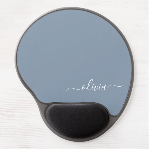 Dusty Blue Minimalist Modern Monogram Elegant Gel Mouse Pad