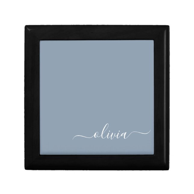Dusty Blue Minimalist Modern Monogram Elegant Gift Box (Front)