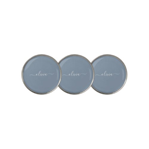 Dusty Blue Minimalist Modern Monogram Elegant Golf Ball Marker