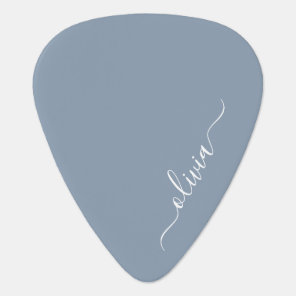 Dusty Blue Minimalist Modern Monogram Elegant Guitar Pick