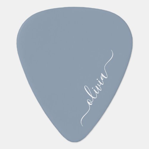 Dusty Blue Minimalist Modern Monogram Elegant Guitar Pick