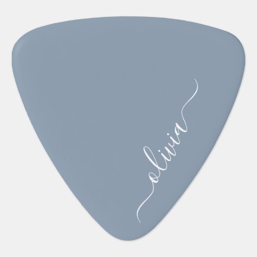 Dusty Blue Minimalist Modern Monogram Elegant Guitar Pick