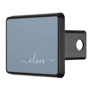 Dusty Blue Minimalist Modern Monogram Elegant Hitch Cover
