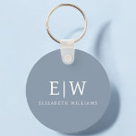 Dusty Blue Minimalist Modern Monogram Elegant Keychain<br><div class="desc">Introducing our Dusty Blue Minimalist Modern Monogram Elegant Collection: Elevate your style with understated sophistication and timeless charm. Our collection features minimalist designs in a soothing dusty blue hue, enhanced with elegant monograms tailored to your personal taste. From refined stationery to versatile accessories, each piece in our collection is meticulously...</div>