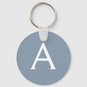 Dusty Blue Minimalist Modern Monogram Elegant  Keychain