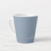 Dusty Blue Minimalist Modern Monogram Elegant  Latte Mug (Left Angle)