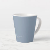 Dusty Blue Minimalist Modern Monogram Elegant  Latte Mug (Right Angle)