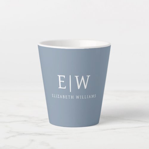 Dusty Blue Minimalist Modern Monogram Elegant Latte Mug