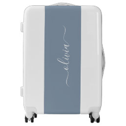 Dusty Blue Minimalist Modern Monogram Elegant  Luggage