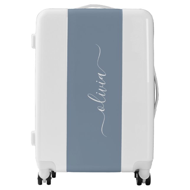 Dusty Blue Minimalist Modern Monogram Elegant  Luggage (Front)