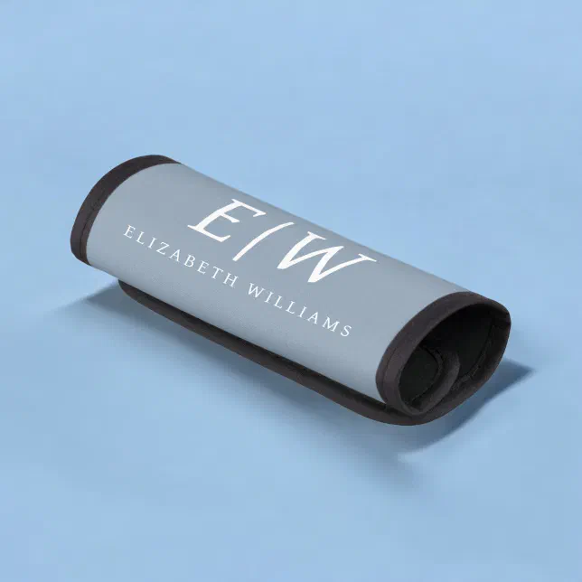 Handle Wrap Blue Dusty Blue Minimalist Modern Monogram Elegant Luggage Handle Wrap | Zazzle