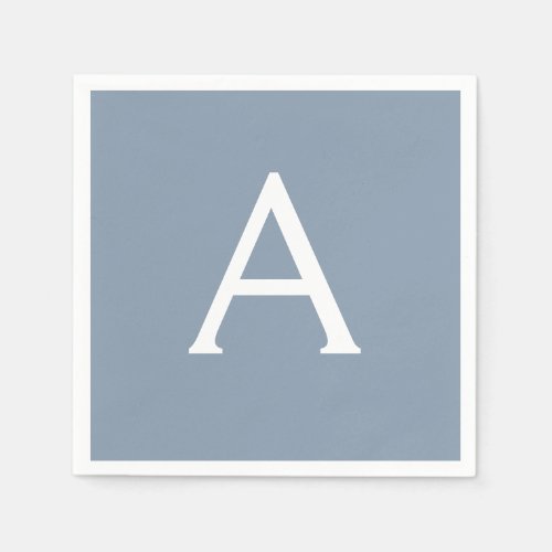 Dusty Blue Minimalist Modern Monogram Elegant  Napkins