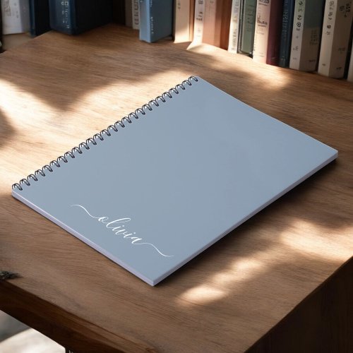 Dusty Blue Minimalist Modern Monogram Elegant Notebook