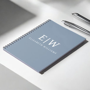 Dusty Blue Minimalist Modern Monogram Elegant Notebook