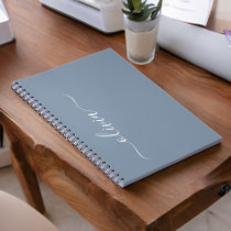 Dusty Blue Minimalist Modern Monogram Elegant Notebook