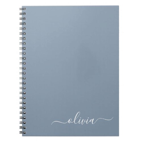 Dusty Blue Minimalist Modern Monogram Elegant Notebook
