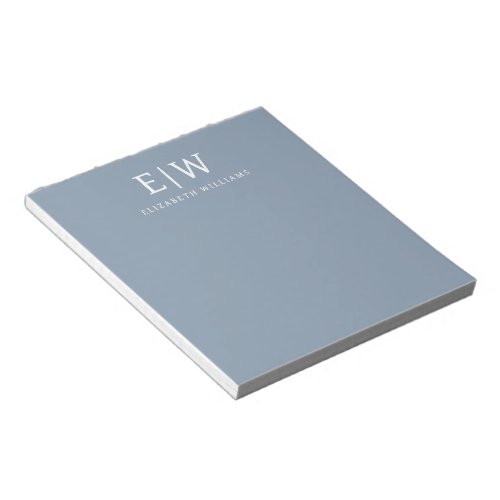 Dusty Blue Minimalist Modern Monogram Elegant Notepad