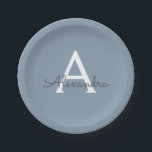 Dusty Blue Minimalist Modern Monogram Elegant  Paper Plates<br><div class="desc">Introducing our Dusty Blue Minimalist Modern Monogram Elegant Collection: Elevate your style with understated sophistication and timeless charm. Our collection features minimalist designs in a soothing dusty blue hue, enhanced with elegant monograms tailored to your personal taste. From refined stationery to versatile accessories, each piece in our collection is meticulously...</div>