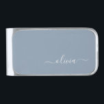 Dusty Blue Minimalist Modern Monogram Elegant Silver Finish Money Clip<br><div class="desc">Introducing our Dusty Blue Minimalist Modern Monogram Elegant Collection: Elevate your style with understated sophistication and timeless charm. Our collection features minimalist designs in a soothing dusty blue hue, enhanced with elegant monograms tailored to your personal taste. From refined stationery to versatile accessories, each piece in our collection is meticulously...</div>