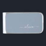Dusty Blue Minimalist Modern Monogram Elegant Silver Finish Money Clip<br><div class="desc">Introducing our Dusty Blue Minimalist Modern Monogram Elegant Collection: Elevate your style with understated sophistication and timeless charm. Our collection features minimalist designs in a soothing dusty blue hue, enhanced with elegant monograms tailored to your personal taste. From refined stationery to versatile accessories, each piece in our collection is meticulously...</div>