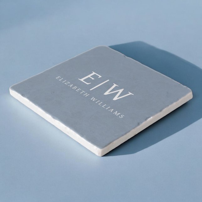 Dusty Blue Minimalist Modern Monogram Elegant Trivet (Creator Uploaded)