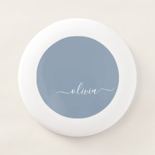 Dusty Blue Minimalist Modern Monogram Elegant Wham-O Frisbee