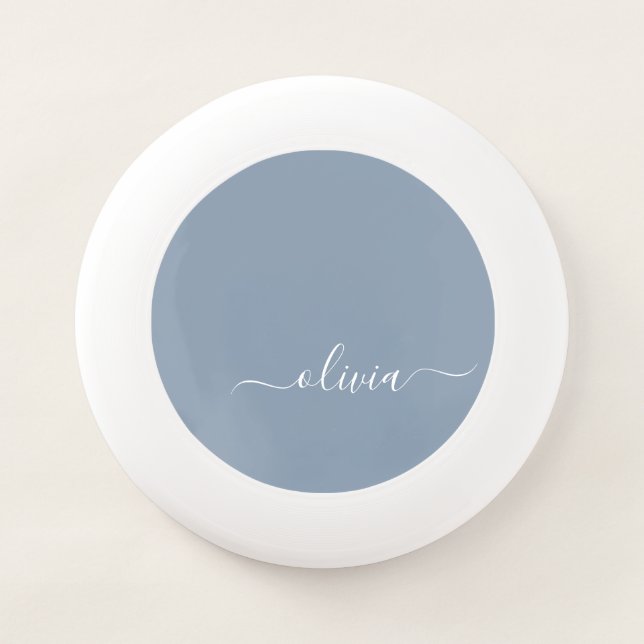 Dusty Blue Minimalist Modern Monogram Elegant  Wham-O Frisbee (Front)