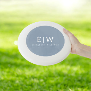 Dusty Blue Minimalist Modern Monogram Elegant Wham-O Frisbee