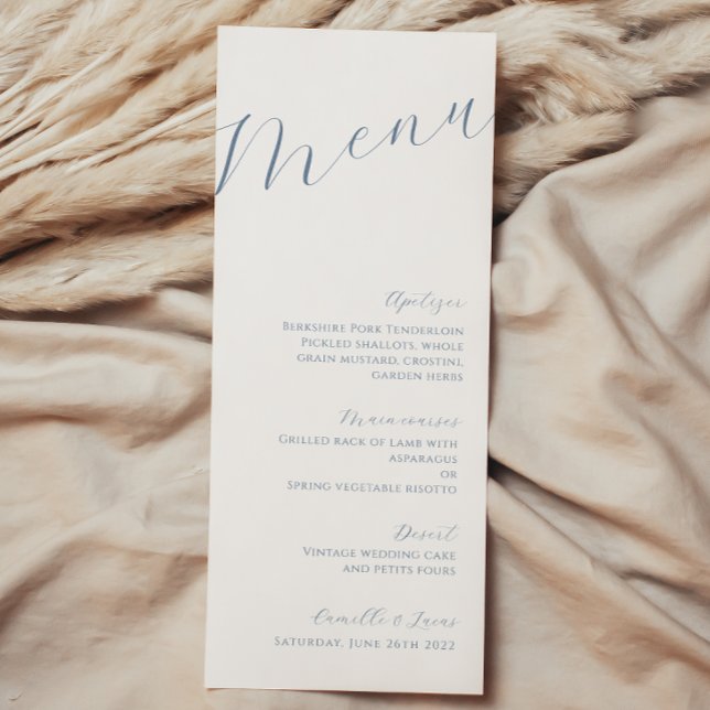 Dusty Blue Minimalist Modern Wedding Menu (Creator Uploaded)